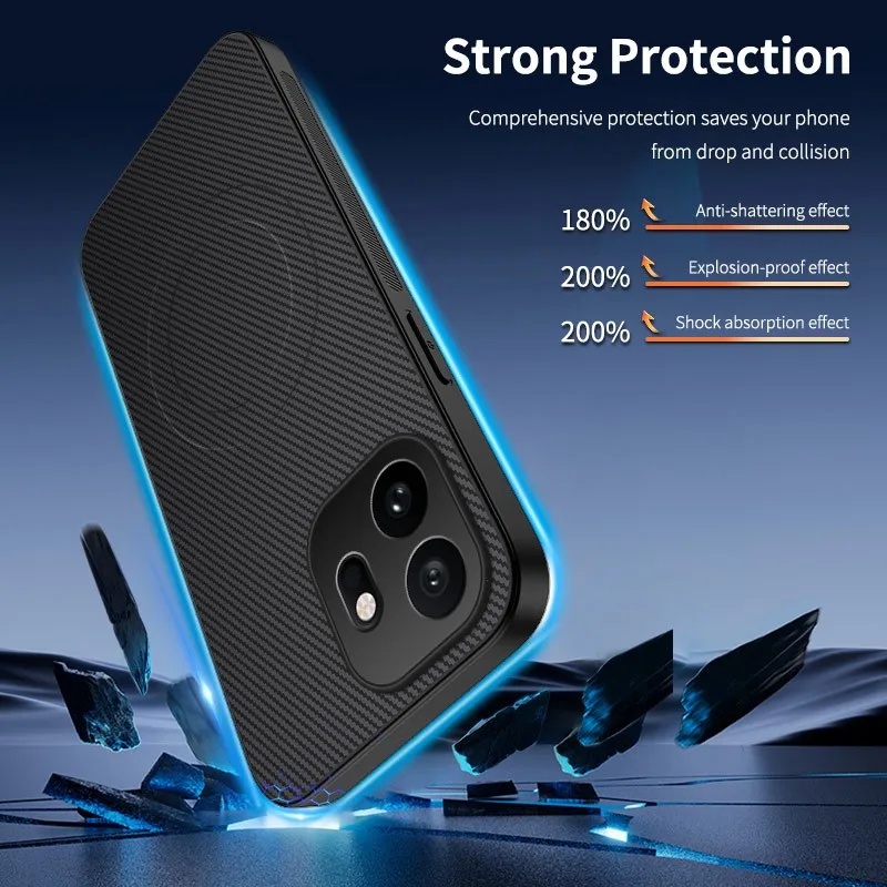 For OnePlus 15T 15R 15 13T 13R 13 12 12R 11 Nord 5 Case Magnetic Carbon Fiber Texture Shockproof Phone Cover Funda