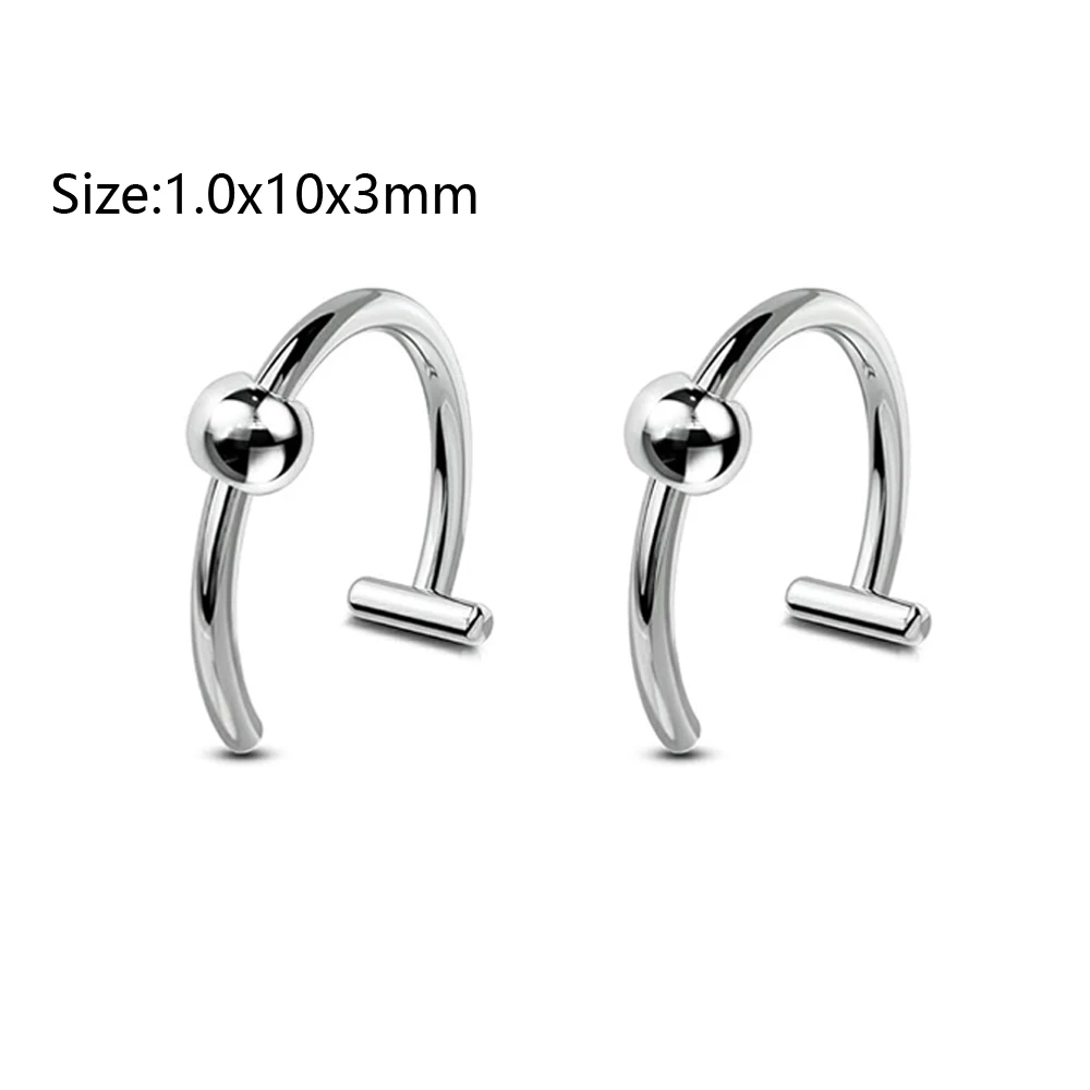 2/8Pcs Of 316L Medical Steel Heart-Shaped False Lip Rings Set Adjustable Non Perforated Women's And Men's Fashion Body Jewelry
