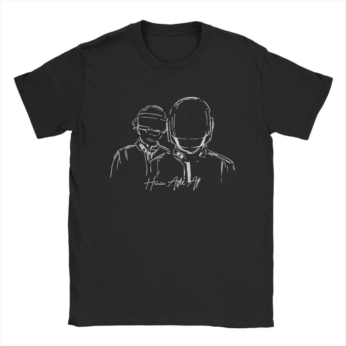 Human After All Daft Punk Men T Shirt Leisure Tee Shirt Short Sleeve Round Neck T-Shirt Pure Cotton Birthday Present Clothes