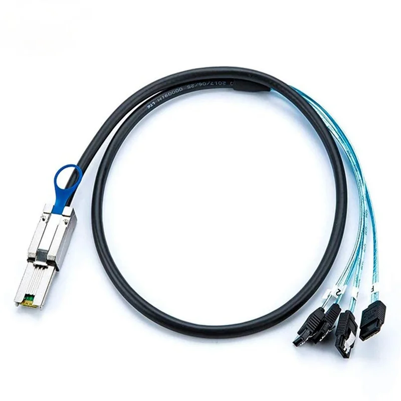 Mini SAS 26Pin SFF-8088 Male to 4 SATA 7Pin Female Hard Disk Splitter Adapter Data Cable 1m, 8088 to 4 SATA Cable