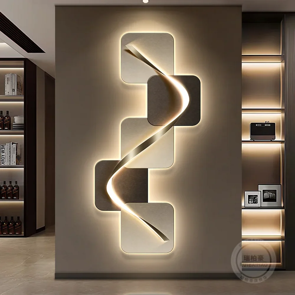 Entrance hall mural LED lights, Italian minimalist living room, high-end luxury murals in the hallway YX912TB