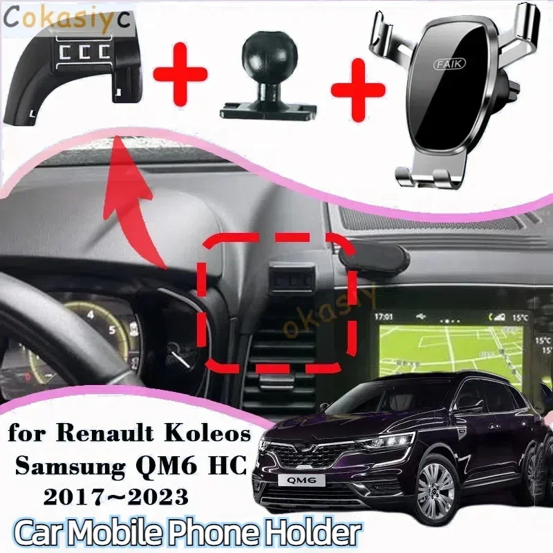 Suporte do telefone móvel do carro para renault koleos samsung qm6 hc 2017 ~ 2023 suporte de montagem ventilação ar smartphone suporte acessórios auto
