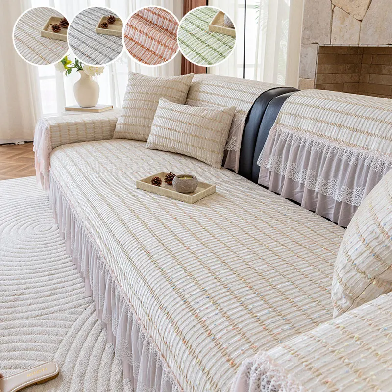 1PC-Suitable for warm rural style, paired with lace skirt edge sofa cushion,Pet Friendly,Non‑slip, Furniture Protection