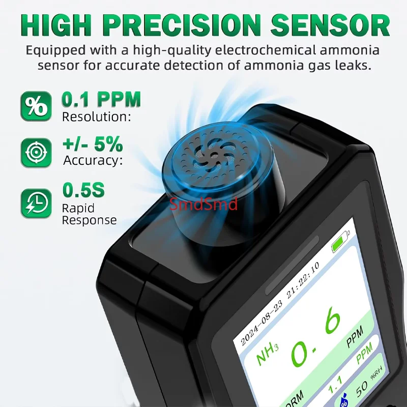 Hook and Loop Portable Ammonia Concentration Detector 4-in-1 Multi-Gas Detection Test Tools With Alarm System Reminder 0-1000ppm