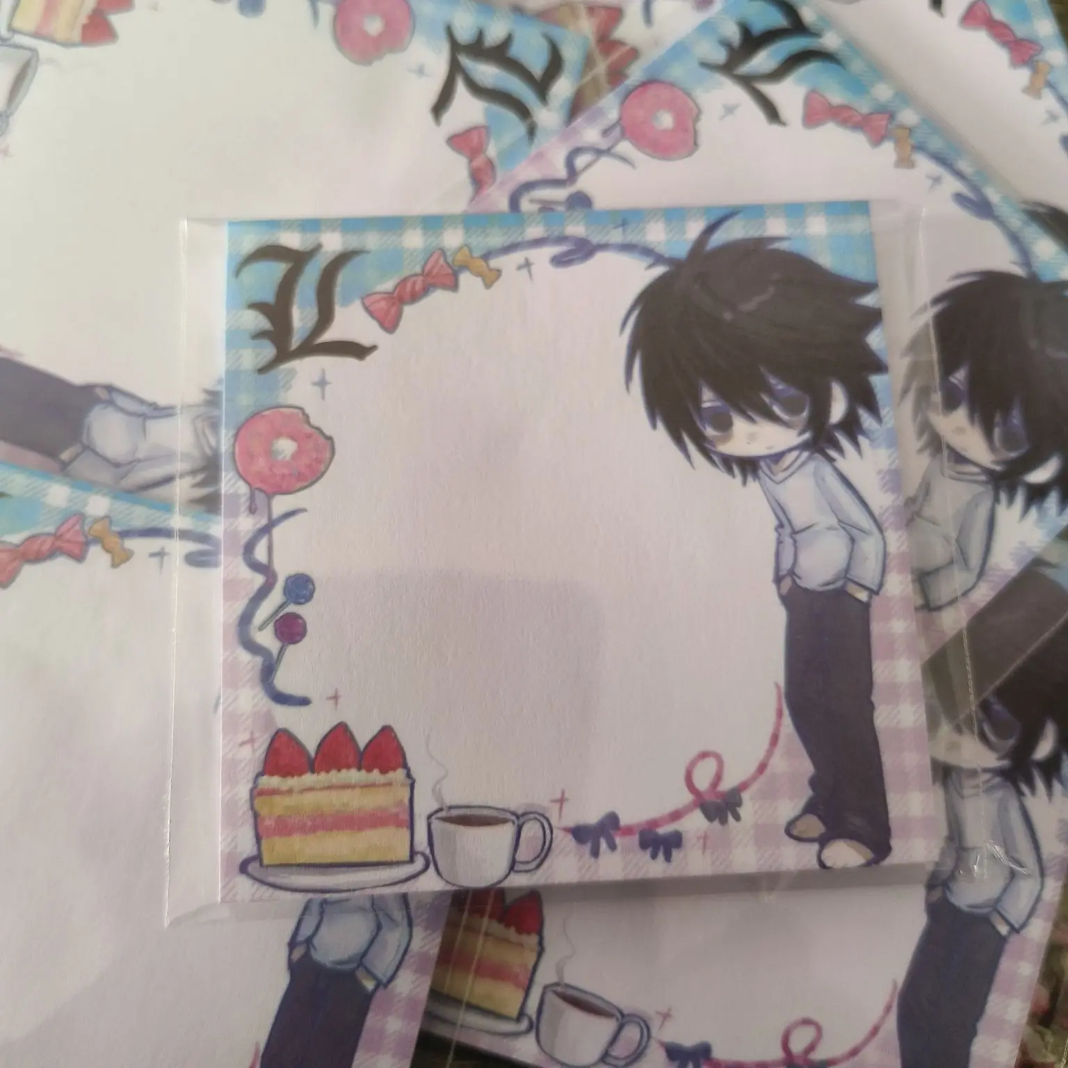Death Note L Anime Memo Pad Cute Cartoon Notepad Portable Handwriting Note Paper Fans Stationery Gift view 2