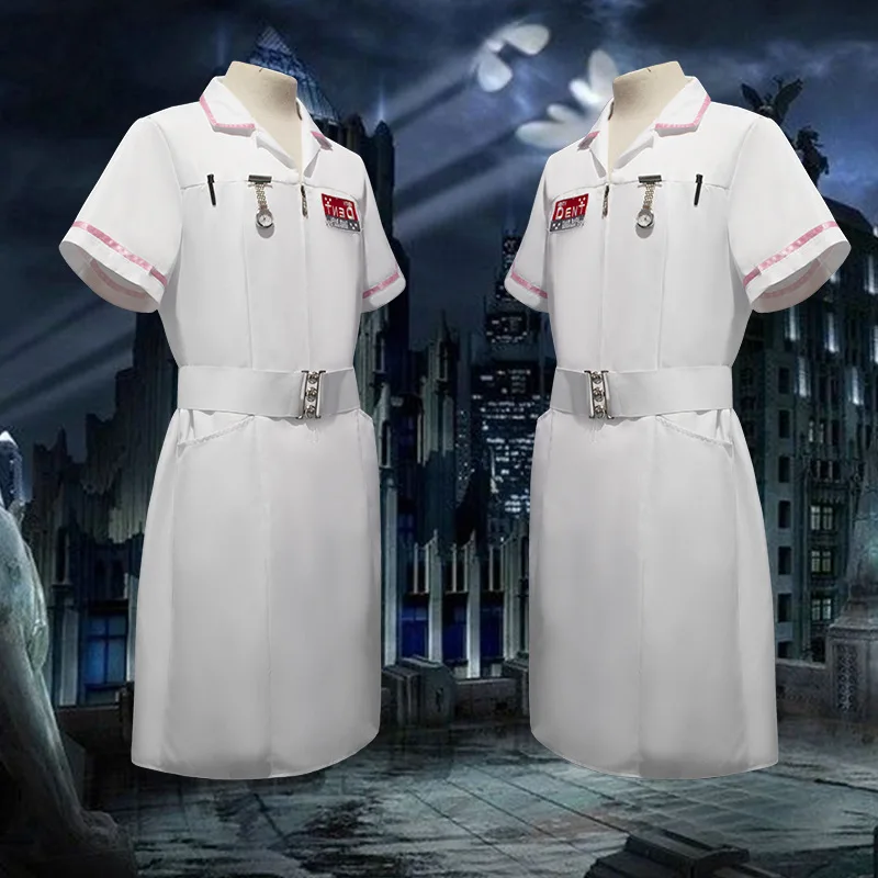 Horror Scary Movie Arkham Dark Knight Clown Joker Nurse Uniform Dress Watch Accessories Nurses Costume Party Outfit Men Women