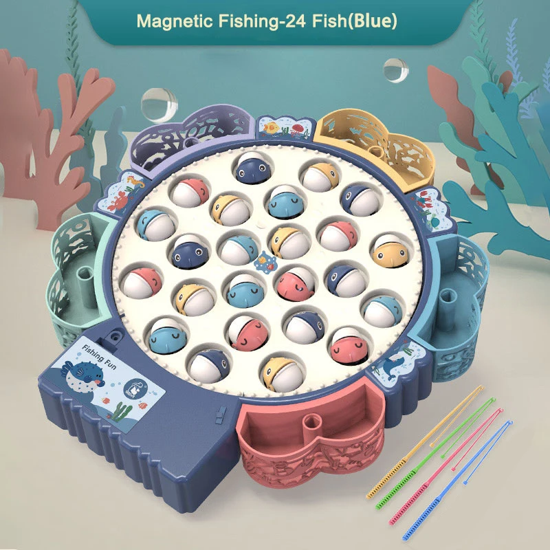Fine Motor Skill Parent-child Toys for Kids Gifts Children Electric Fishing Toys with Music Rotating Fish Interactive Board Game