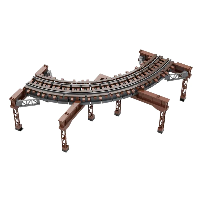MOC 90 Degree Single Track L-Turn Curve Building Blocks Set Railway Corner Extension Flexible Track Layout Accessory Adult Gift
