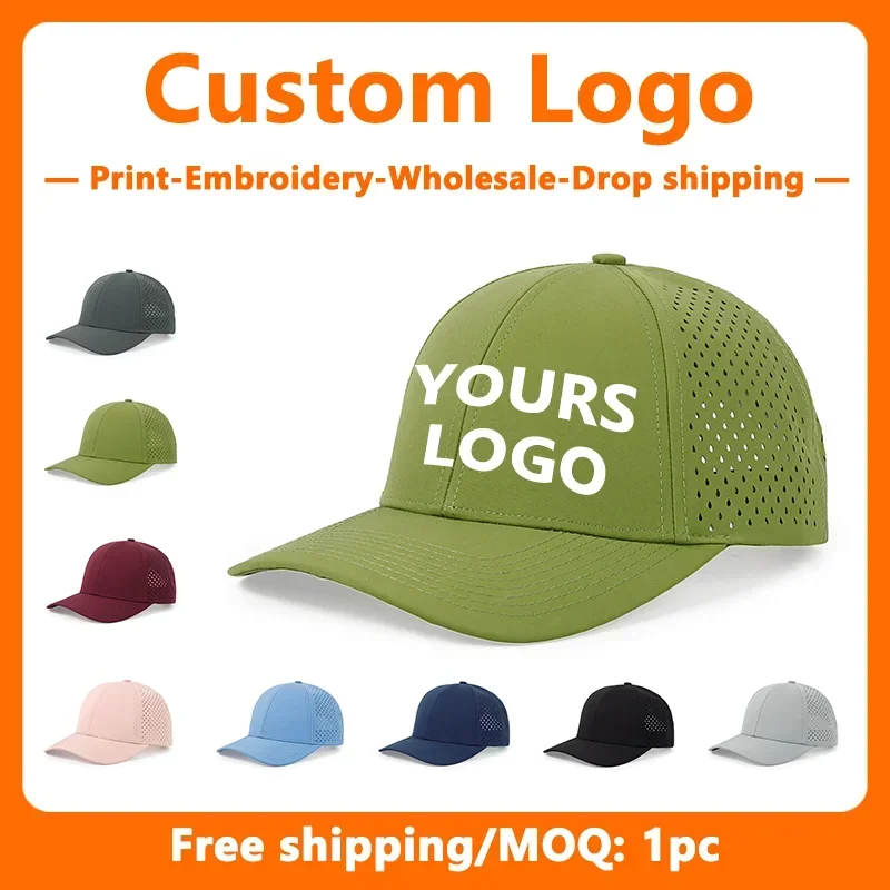 Custom Embroidery Logo 5 Panel Quick Drying Cap for Men and Women Baseball Hats Design Print Sunscreen Breathable Punching Hat