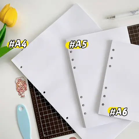 A4 A5 A6 흰색 이형지 루스 리프 보관 도서 Washi 테이프 마스킹 테이프 액세서리 용 40 매 스크랩북 DIY 도구