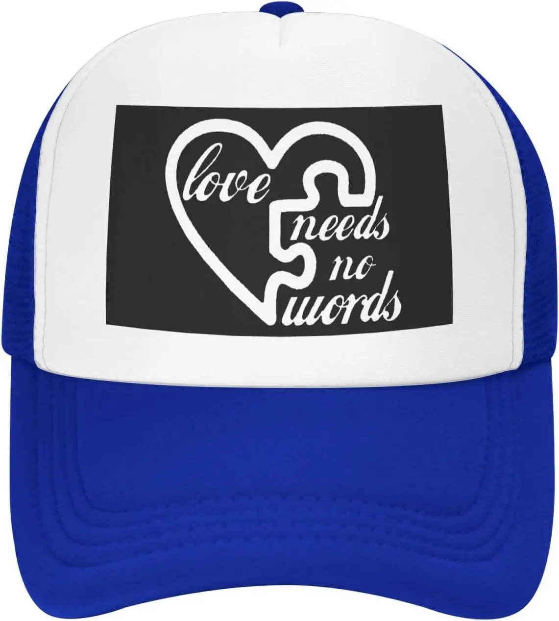 Autism Awareness Trucker Hat Love Needs No Words Mesh Snapback Cap Unisex Adjustable