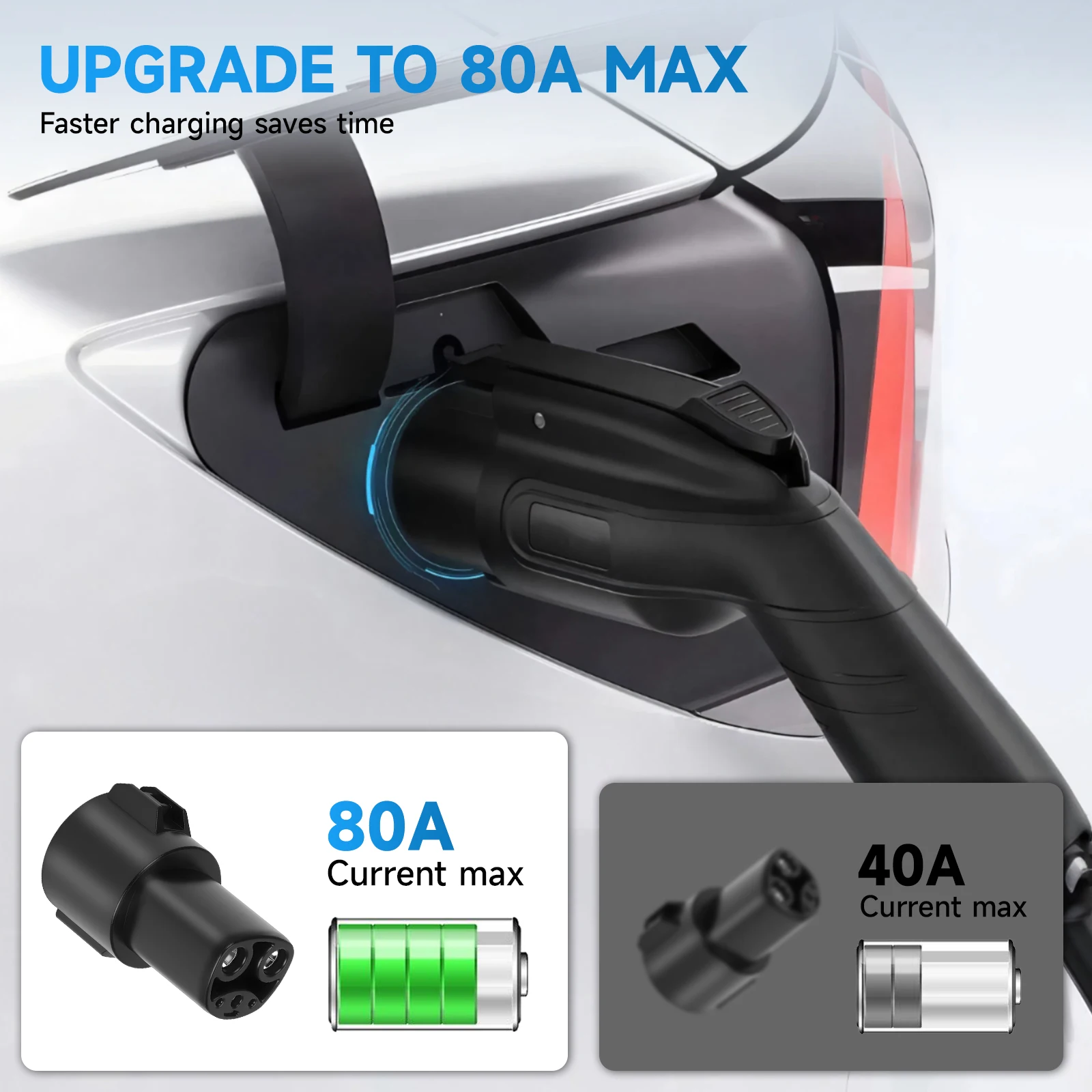 جديد SAE J1772 محول شحن لطراز تسلا 3 Y S X Max 80 أمبير 240 فولت تيار متردد للمركبة الكهربائية موصل شاحن سريع للسيارة أسود