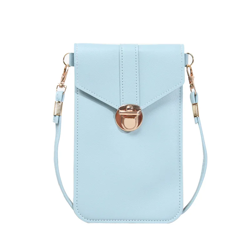 2024 new women\'s tide lock slung pu leather touch-screen mobile phone wallet female retro student buckle small wallet