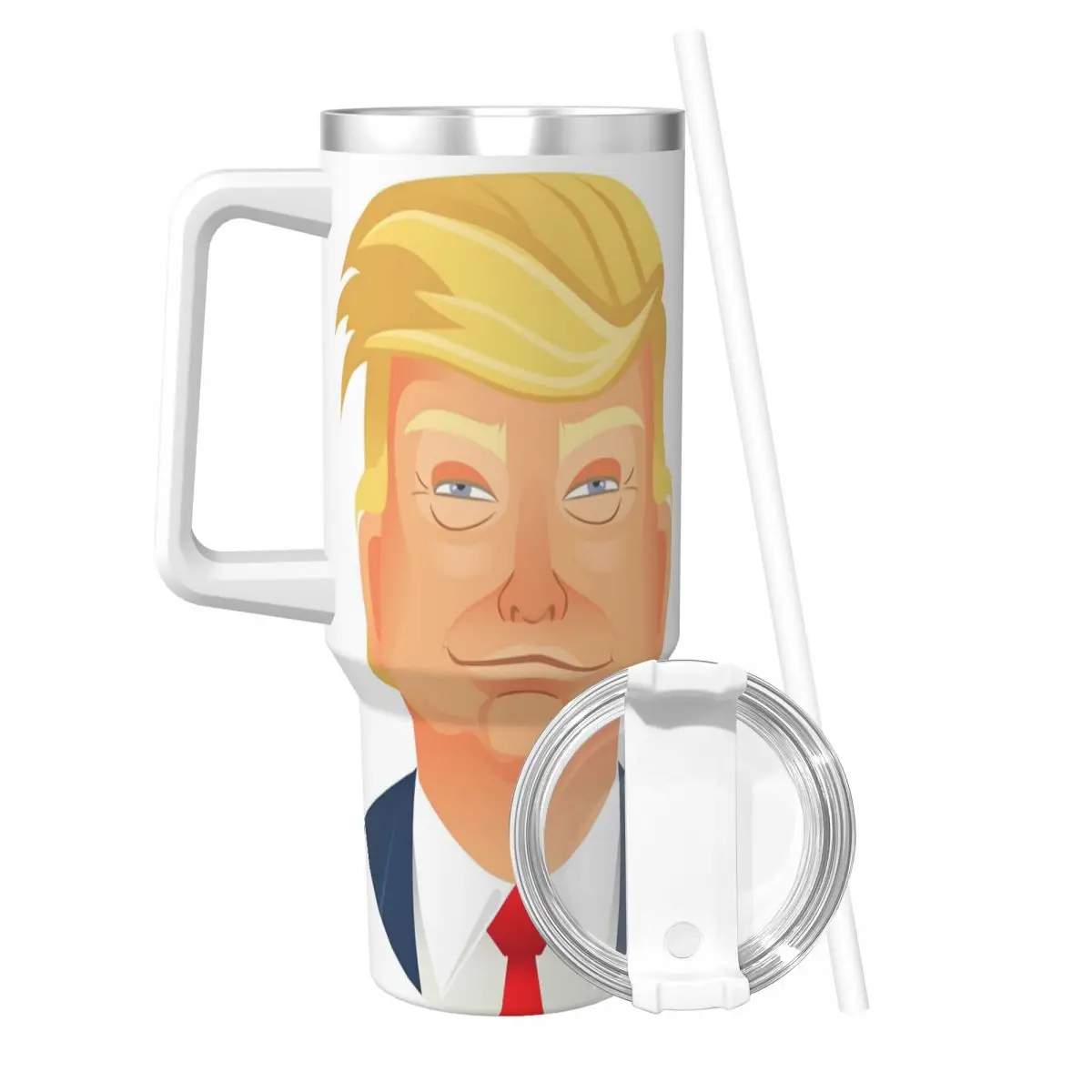 Trump Cartoon Art Tumbler Hot Drinks Water Bottle Heat Preservation Stainless Steel Thermal Mug Custom Travelist Mugs Cup