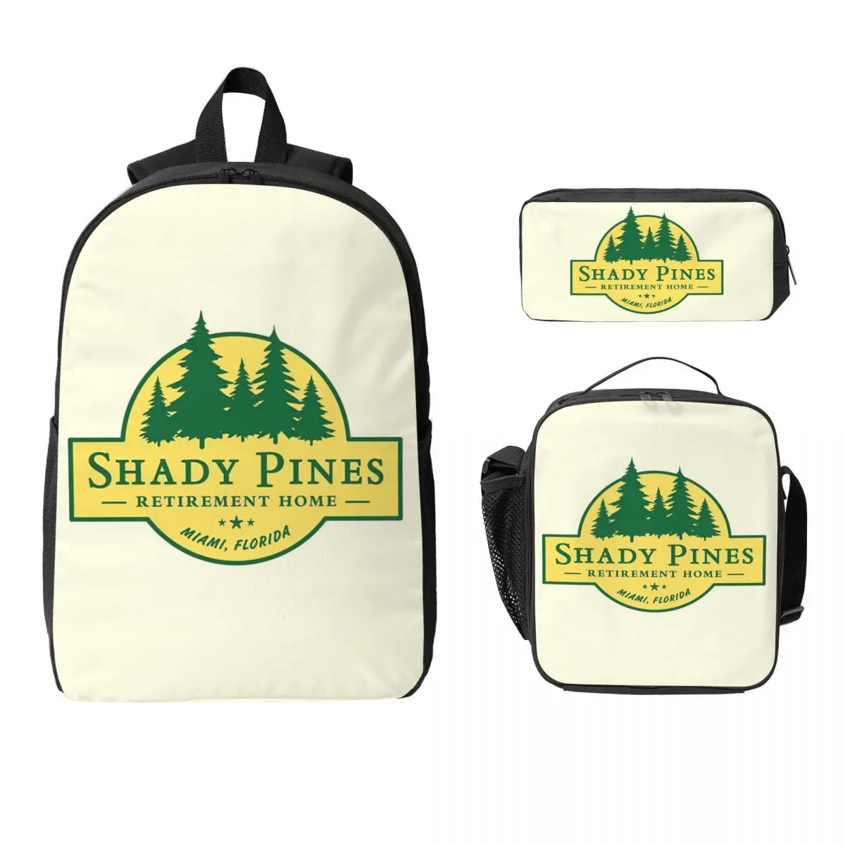 Shady Pines Retirement Home The Golden Girls Backpack Student Boys Girls BookBag School Bag 3ps Insulated Lunch Bag Pencil Case