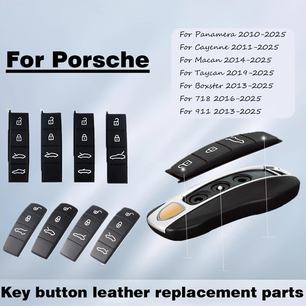 

For Porsche Panamera Cayenne Macan Taycan Boxster 718 911 Car Key Case Rubber Pad Remote Control Fob Silicone Key Button Replace