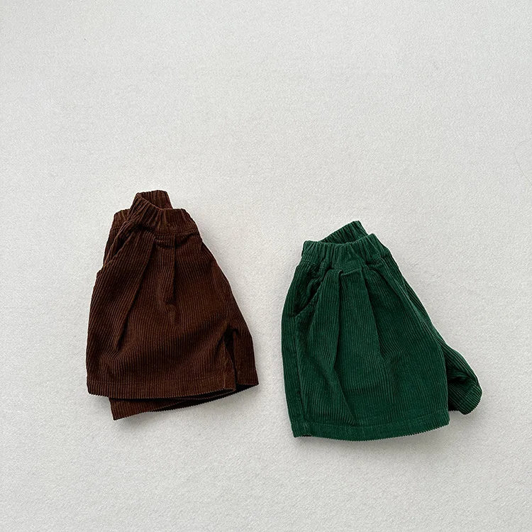 2025 Autumn New Children Vintage Corduroy Shorts Girls Loose Shorts Solid Baby Shorts Boys Casual Shorts Kids Clothes