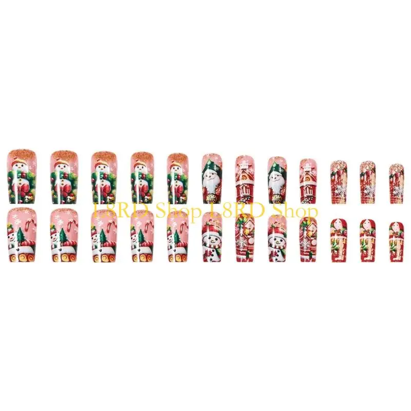 L8RD Christmas Fake With Jelly Gel Glues And File Multiple Holiday Designs For Party Manicure ABS Material
