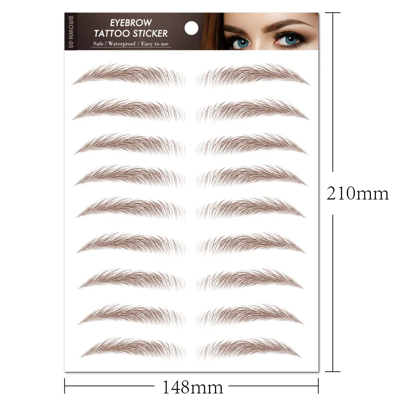 6D Hair-like Eyebrow Sticker Water-based Brow Tattoo Stickers Long Lasting Waterproof Nutural Enhancers False Eyebrows Cosmetics