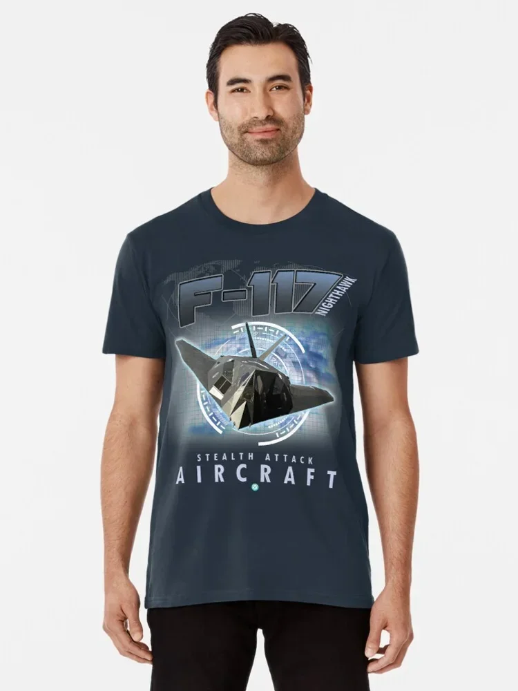 US Air Force F-117 Stealth Attack Aircraft T Shirt. New 100% Cotton Short Sleeve O-Neck Casual T-shirts Loose Top Size S-3XL