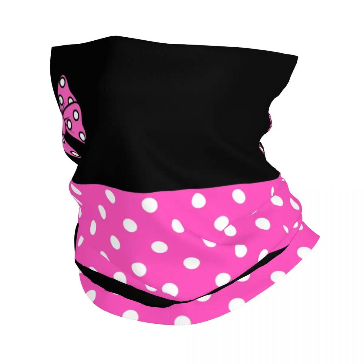 Pink Polkadots Minnie Bandana Neck Gaiter for Hiking Running Men Women Wrap Scarf Polka Dot Bow Balaclava Warmer