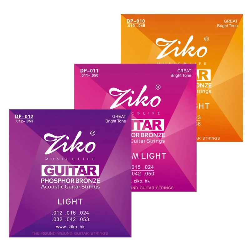 ZIKO Acoustic Guitar Strings Set DP 010 / 011 / 012 Steel Core Phosphor Copper String Folk Guitar Accessories