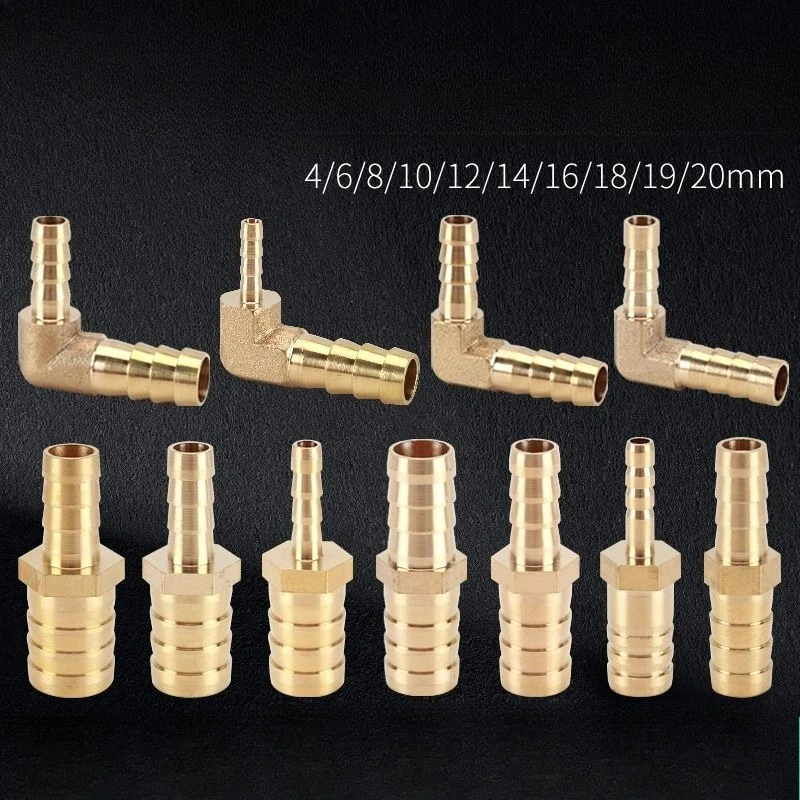Brass Straight L-Shaped Plug Reducer Pagoda 4mm6mm8mm10mm12mm14mm16mm19mm Reducing Conversion Hose Fittings