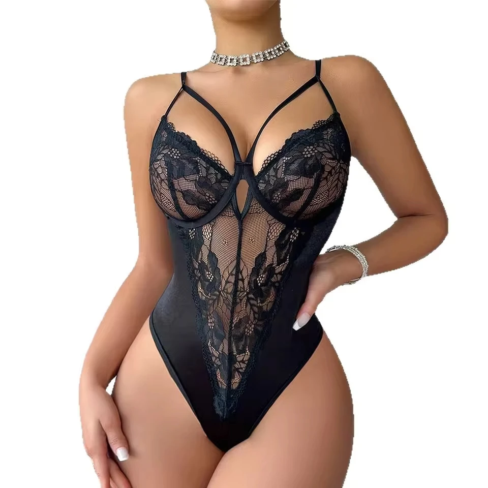 Sexy Erotic Lace Bodysuit For Women Sensual Backless Lingerie Nightwear Alluring One Piece Lace Teddy Jumpsuit Sensual Lingerie