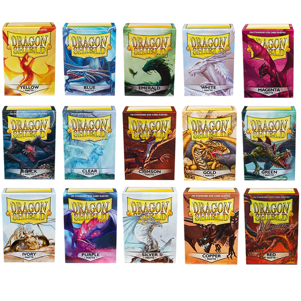 Dragon Shield 100Pcs Standard Size 66*91mm Multicolor Matte Card Sleeves Protector Cover for TCG/PTCG Star Card Board Games Card