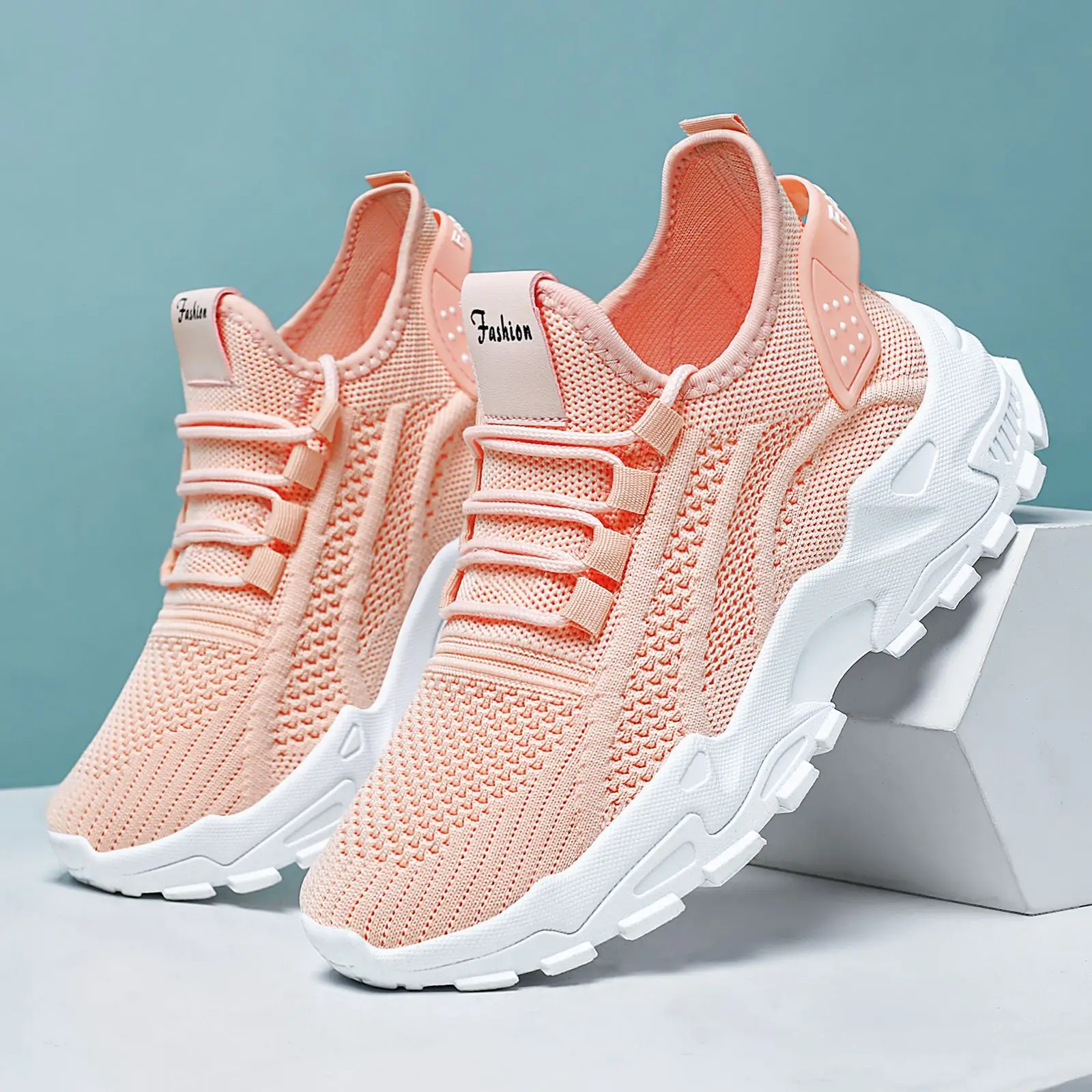 

shoes women with spring new large size shoes flying woven breathable casual shoes soft soles not tired feet women's shoes