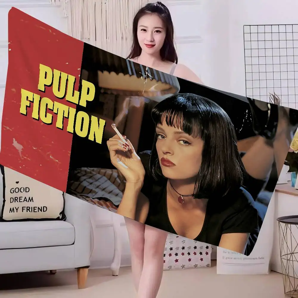 Crime Movie P-Pulp F-Fiction Anime Beach Swimming Towel Soft Absorbent Washcloth Children's Gifts for Kids Travel Camping Gym