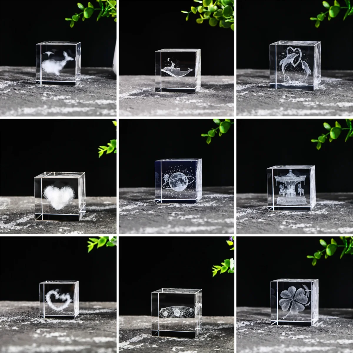 Nubes de lluvia creativas de 4cm, nube de gota de lluvia, adornos de cristal cuadrados en forma de corazón, decoración para el hogar y la Oficina, regalos de cumpleaños y San Valentín