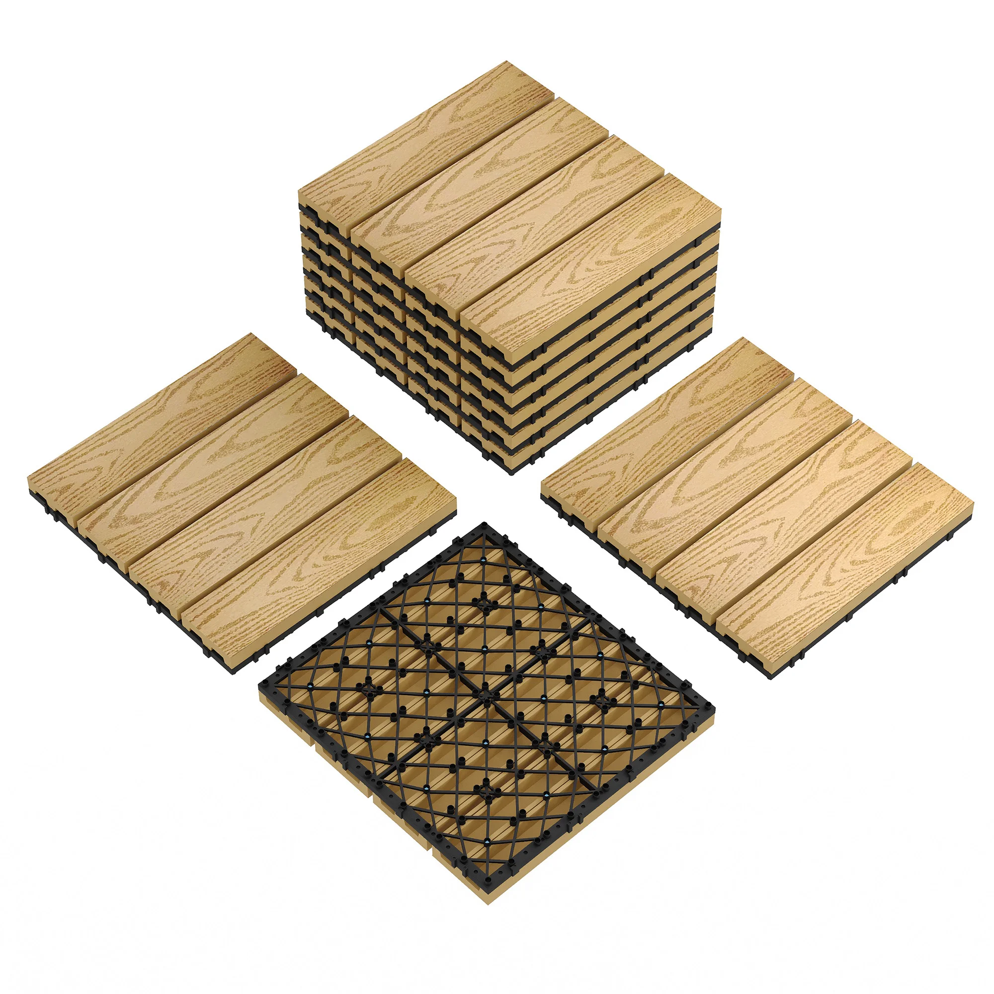 9/27/48 stuks samengestelde, met elkaar verbonden terrastegels van 12x12 inch – terrasvloeren voor alle weersomstandigheden voor binnen en buiten, balkon, veranda, tuin