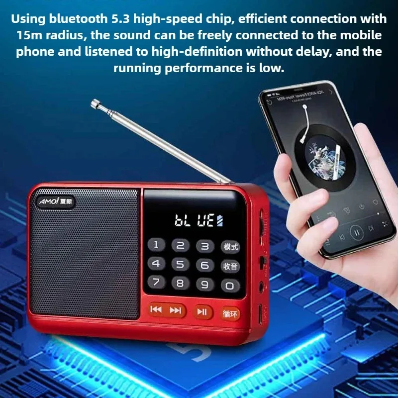 Multi Functional Mini Radio FM with Bluetooth Card Insertion Receiver Rechargeable Portable Am Fm Dab Emergency Radios All Wave