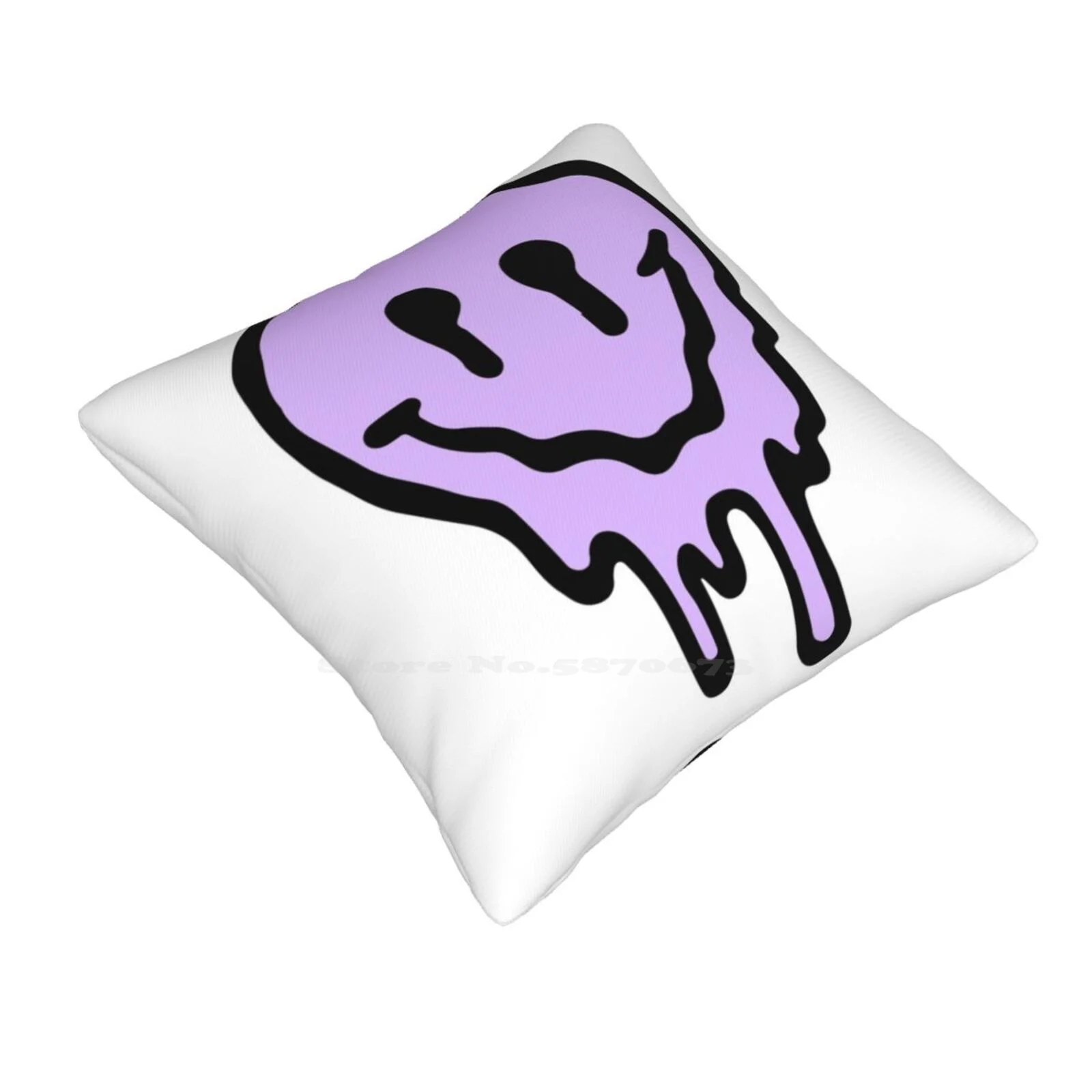 Lilac Drippy Face Throw Cushion Pillow Cover Y2K 90S Psychedelic Lilac Purple Light Drippy Face Trippy Melt