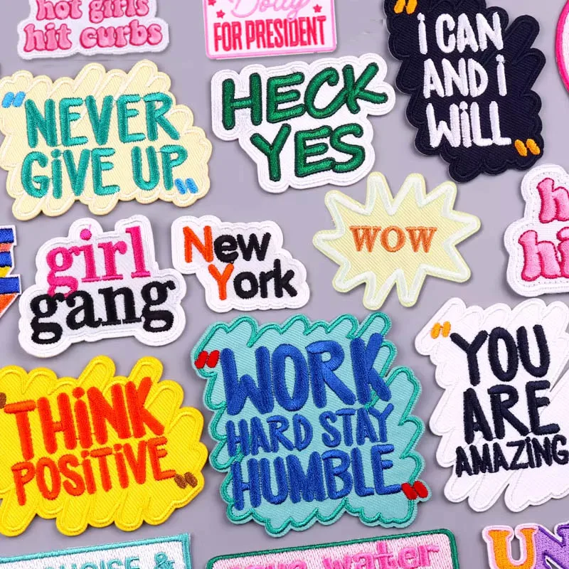 Humorous Text Patch Iron On Embroidered Patches For Clothing Thermaldhesive Patches On Clothes Stickers DIY Cartoon Badge Sewing