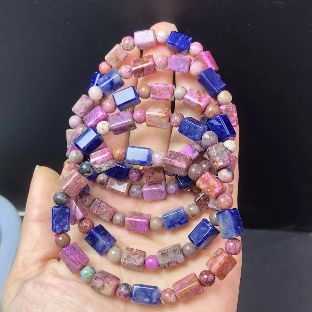 

1 Pc Fengbaowu Natural Sugilite Bracelet Associated Ore Cube Beads Reiki Healing Stone Fashion Jewelry Gift For Women Men