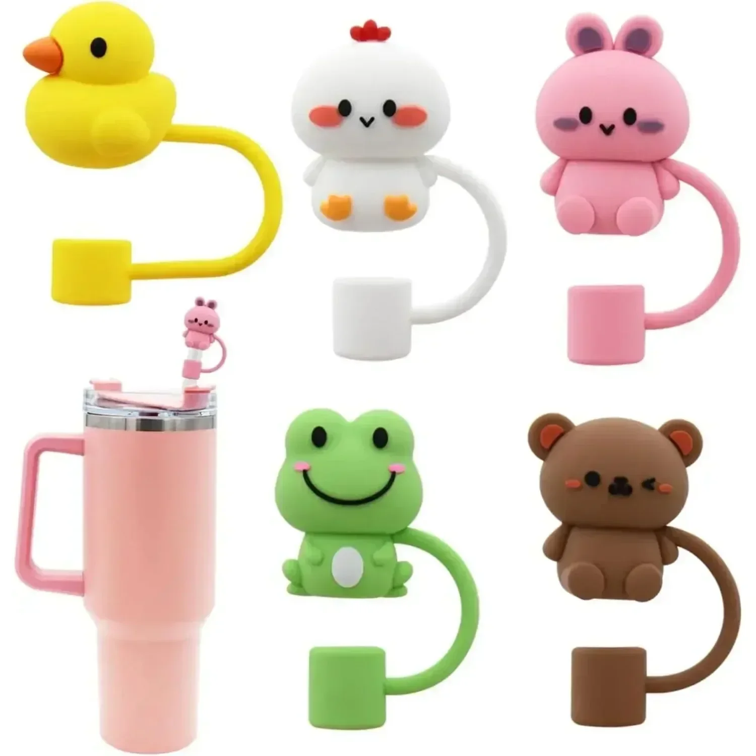 Tapa de cubierta de paja para taza Stanley, adorno de paja de silicona Compatible con vaso de 30 y 40Oz con mango, reutilizable, a prueba de polvo, 1 ud.