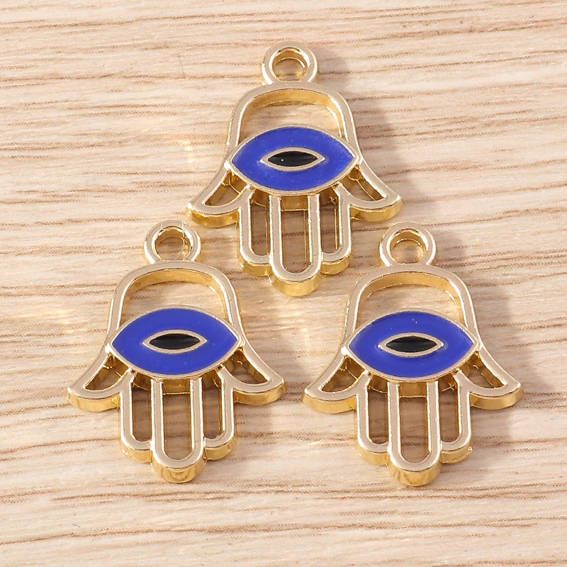 10 Stück 15x19mm Niedliche Emaille-Anhänger in Form von Handflächen und Augen für die Schmuckherstellung, Ohrhänger, Armbänder, Halsketten, DIY-Bastelzubehör – Detail 5