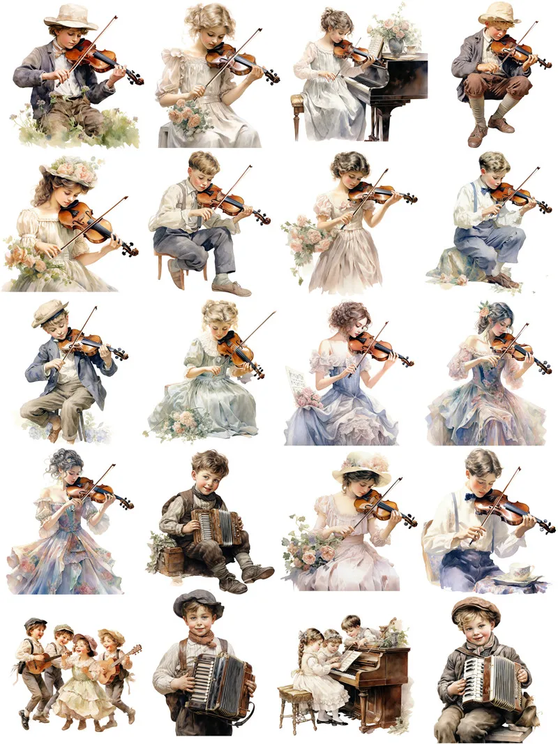 Violin boys and girls Stickers Crafts And Scrapbooking stickers kids toys book Decorative sticker DIY Stationery