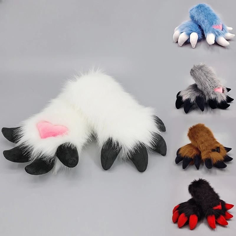

Handmade Fursuit Dragon Claw Gloves Soft Plush Furry Material Cartoon Animal Paw Props For Anime Exhibition Cosplay Lovely Cute