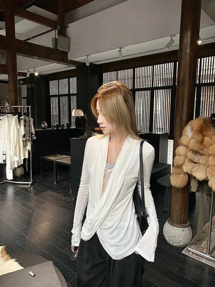 

Fairycore Patchwork Lace Hollow Out T Shirt Women Clothes Long Sleeve Two Piece Tops Korean Fashion Tees Female Y2k