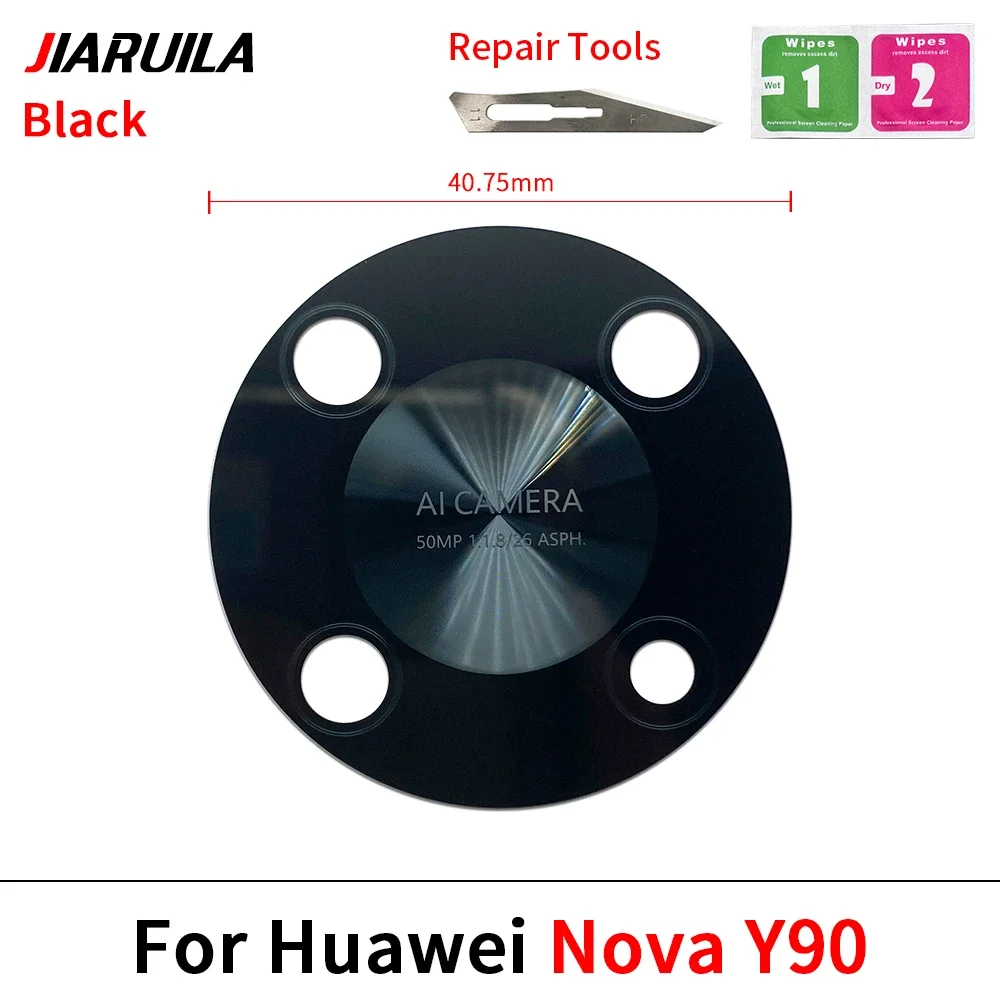 10Pcs Back Rear Camera Lens Glass For Huawei Nova Y60 Y61 Y70 Plus Y70 Y71 Y90 Y91 Lens Glass with Pre-installed Adhesive Repair