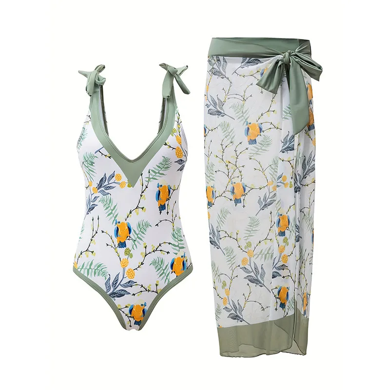 

2025 Pure Desire Style One- Swimsuit Two-Piece Set New Hot-Selling European and American Sexy Push-Up Backless Long Cover-U