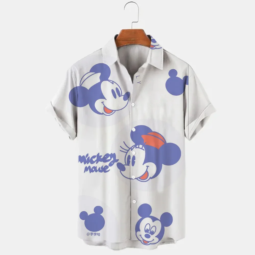 3D Printed Disney Donald Duck Mickey and Minnie Oversized Lapel Men Shirts Summer New Fashion Trend Boutique Streetwear