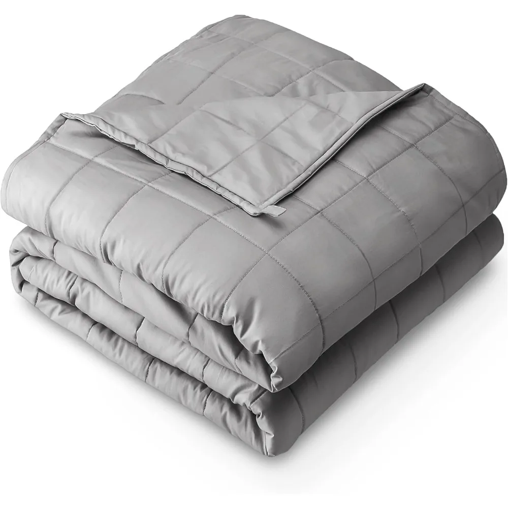 

Home Weighted Blanket All-Natural 100% Cotton with Nontoxic Glass Beads 80x87 25lbs, Light Grey