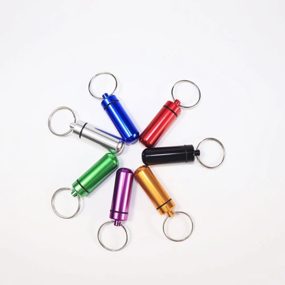 New Portable Mini Waterproof Aluminum Pill Box Cases Container Organizer Storage for Vitamin Medicine Fish Oils Keychain Earplug