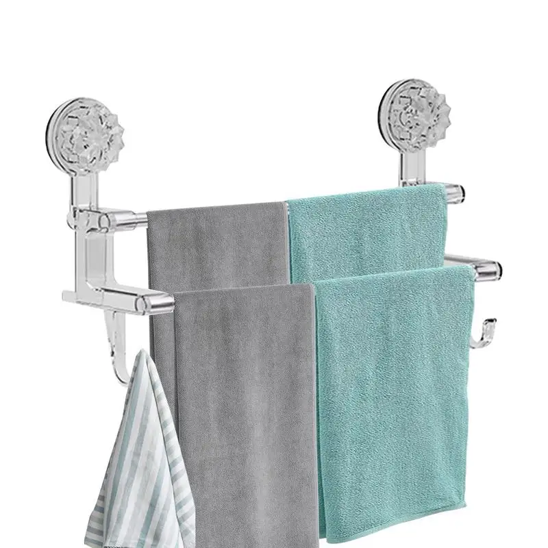 Подставка для полотенец Duallayer на присоске, держатель для банных полотенец из нержавеющей стали, вешалка для полотенец для душевой двери, держатель для банных полотенец из нержавеющей стали
