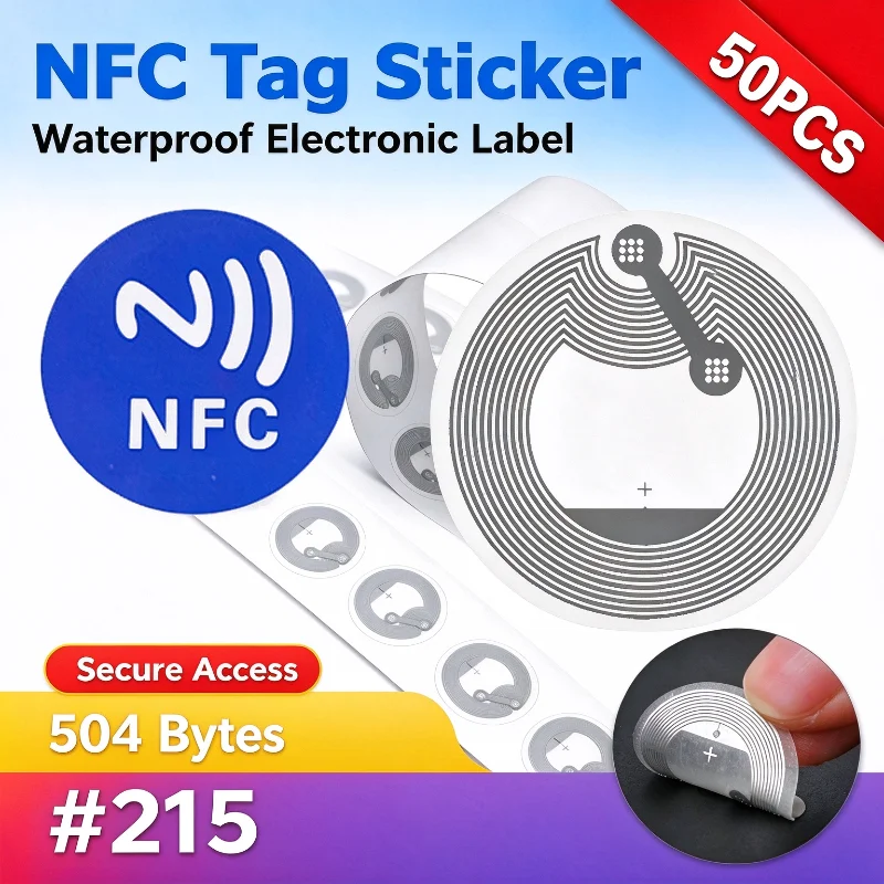 25mm 10pcs/20pcs/50pcs NFC Chip Sticker 215 Tag RFID Adhesive Electronic Label 13.56Mhz ISO14443A NTAG 215 Sticker Lable New