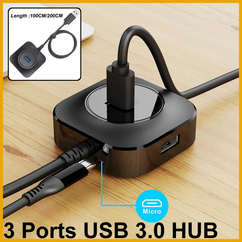 3 Ports USB 3.0/2.0 HUB 5Gbps  Data Transfer For PC Phone Laptop mouse keyboard hard disk Flash Disk Power By usb micro